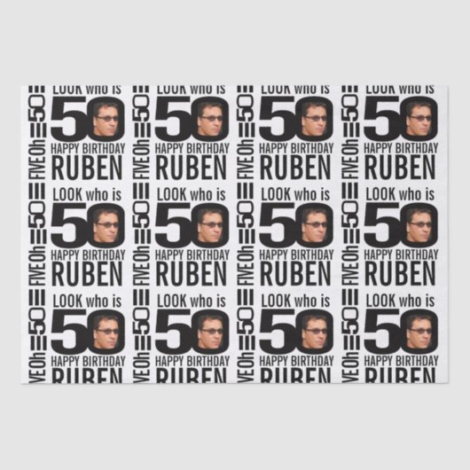 50ste verjaardagsmono bekijk 50 aangepaste foto en tissuepapier (Voorkant)