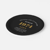 50ste Verjaardagsnaam 1974 Zwart Goud Elegant Chic Papieren Bordje (Gekanteld)