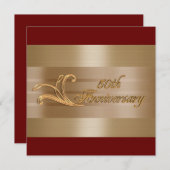 50ste verjaardagsuitnodiging goud rood kaart (Voorkant / Achterkant)