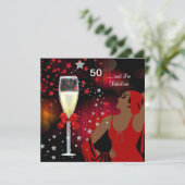 50ste verlichting Retro-Diva Fabulous Rood Wit Kaart (Staand voorkant)