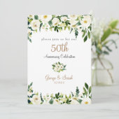 50ste verlichtingspartij Witte Bloemen  Kaart (Staand voorkant)