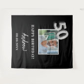 50ste verlichtingspartij zwart foto naam man wandkleed (Voorkant (horizontaal))