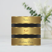 50ste verpartij Goud Zwart Kaart (Staand voorkant)