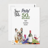 50ste verpartij met Franse buldog Briefkaart (Voorkant / Achterkant)