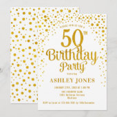 50ste verparty - Wit & Goud Kaart (Voorkant / Achterkant)