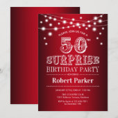 50ste Verrassingsverjaardag - Zwart Rood Wit Kaart (Voorkant / Achterkant)