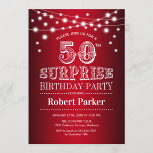 50ste Verrassingsverjaardag - Zwart Rood Wit Kaart