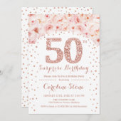 50ste Verrassingsverjaardagsfeestje - Wit Rose Gol Kaart (Voorkant / Achterkant)