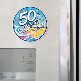 50ste vlucht vliegtuig kleurrijk souvenir magneet