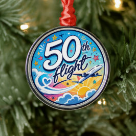 50ste vlucht vliegtuig kleurrijk souvenir metalen ornament
