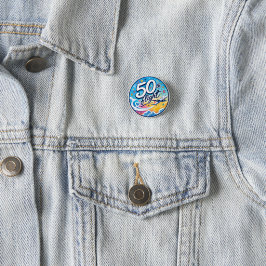 50ste vlucht vliegtuig kleurrijk souvenir ronde button 3,2 cm