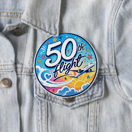 50ste vlucht vliegtuig kleurrijk souvenir ronde button 4,0 cm
