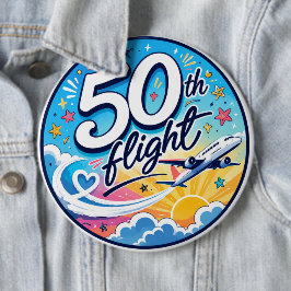 50ste vlucht vliegtuig kleurrijk souvenir ronde button 6,0 cm