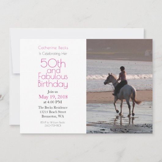 "50th and Fabulous" 50th Birthday Photo Invitation Kaart (Voorkant)