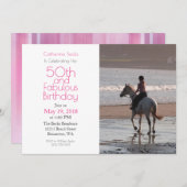 "50th and Fabulous" 50th Birthday Photo Invitation Kaart (Voorkant / Achterkant)