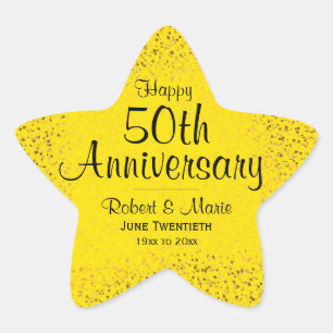 50th Anniversarsy Gold Glitter Star gepersonalisee Ster Sticker