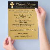 50th Anniversary Black Gold Church Invitation Flyer (Hand)