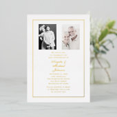 50th Anniversary Chic White Gold Border Folie Uitnodiging (Staand Voorkant)