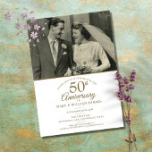 50th Anniversary Gold Heart Confetti Wedding Photo Kaart