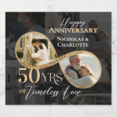 50th Anniversary Infinity Then & Now Photo Collage Sparkling Wijnetiket (Enkel label)