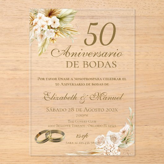 50th Anniversary invitation Acryl Uitnodigingen (Voorkant)