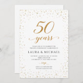 50th Anniversary Invitation, Gold Wedding Invites Kaart (Voorkant / Achterkant)