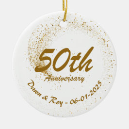 50th Anniversary Ornament Metal ,Personalized Gold