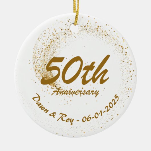 50th Anniversary Ornament Metal ,Personalized Gold (Voorkant)