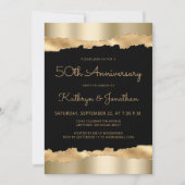 50th Anniversary Party Black Gold Torn Foil  Kaart (Voorkant)