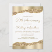 50th Anniversary Party Gold Foil Glitter  Kaart (Voorkant)