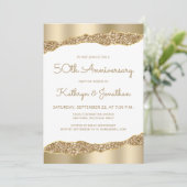50th Anniversary Party Gold Foil Glitter  Kaart (Staand voorkant)