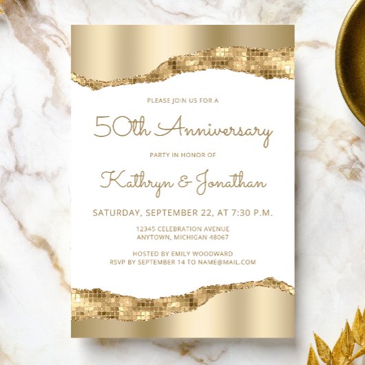 50th Anniversary Party Gold Mirror Foil  Kaart