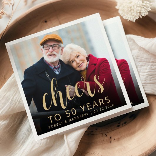 50th Anniversary Party Photo Cheers Gold Script Servet