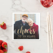 50th Anniversary Party Photo Cheers Gold Script Servet (Insitu)