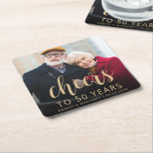 50th Anniversary Party Photo Gold Cheers Kartonnen Onderzetters (Schuin)