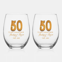 50th Anniversary Personalized Wijnglas Zonder Voet