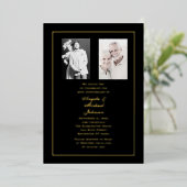 50th Anniversary Then and Now Black Gold Folie Uitnodiging (Staand Voorkant)