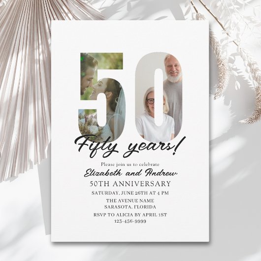 50th Anniversary with Photo Minimalist Kaart