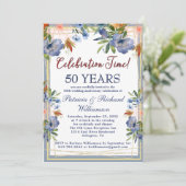 50th (Any Year) Chic Floral Wedding Anniversary  Kaart (Staand voorkant)