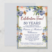 50th (Any Year) Chic Floral Wedding Anniversary  Kaart (Voorkant / Achterkant)