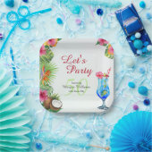 50th Bday Tropical Summer Dine & Cocktail Party Papieren Bordje (Feest)