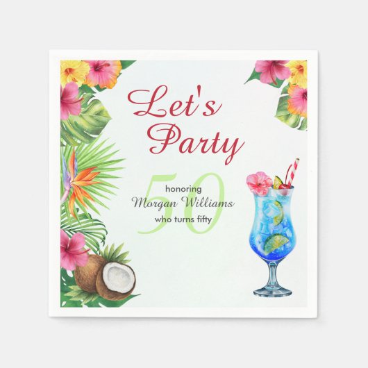 50th Bday Tropical Summer Dine & Cocktail Party Servet (Voorkant)