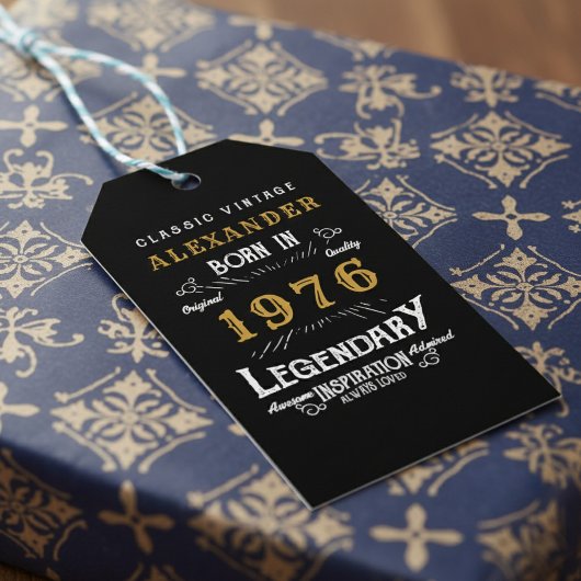 50th Birthday 1976 Add Name Legend Black Gold Cadeaulabel