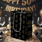 50th Birthday 1976 Black Gold Chic Elegant Medium Cadeauzakje