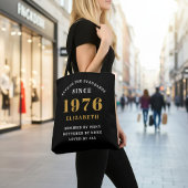 50th Birthday 1976 Black Gold For Her Personalized Tote Bag