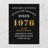 50th Birthday 1976 Black Gold Invitation Briefkaart (Voorkant)