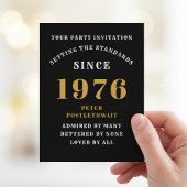 50th Birthday 1976 Black Gold Invitation Briefkaart
