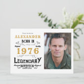 50th Birthday 1976 Legend White & Gold Photo Kaart (Staand voorkant)