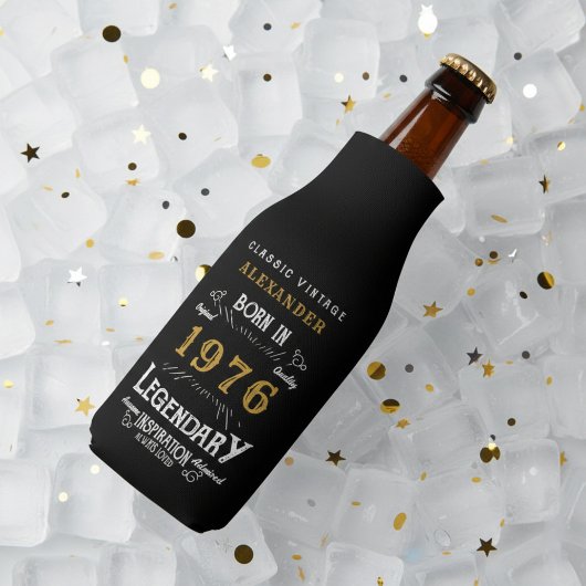 50th Birthday 1976 Name Legend Chic Black Gold Flesjeskoeler