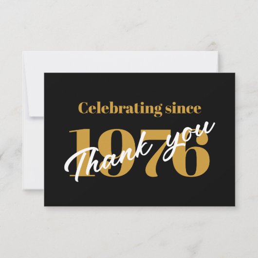 50th Birthday 1976 Retro Black And Gold Bedankkaart (Achterkant)
